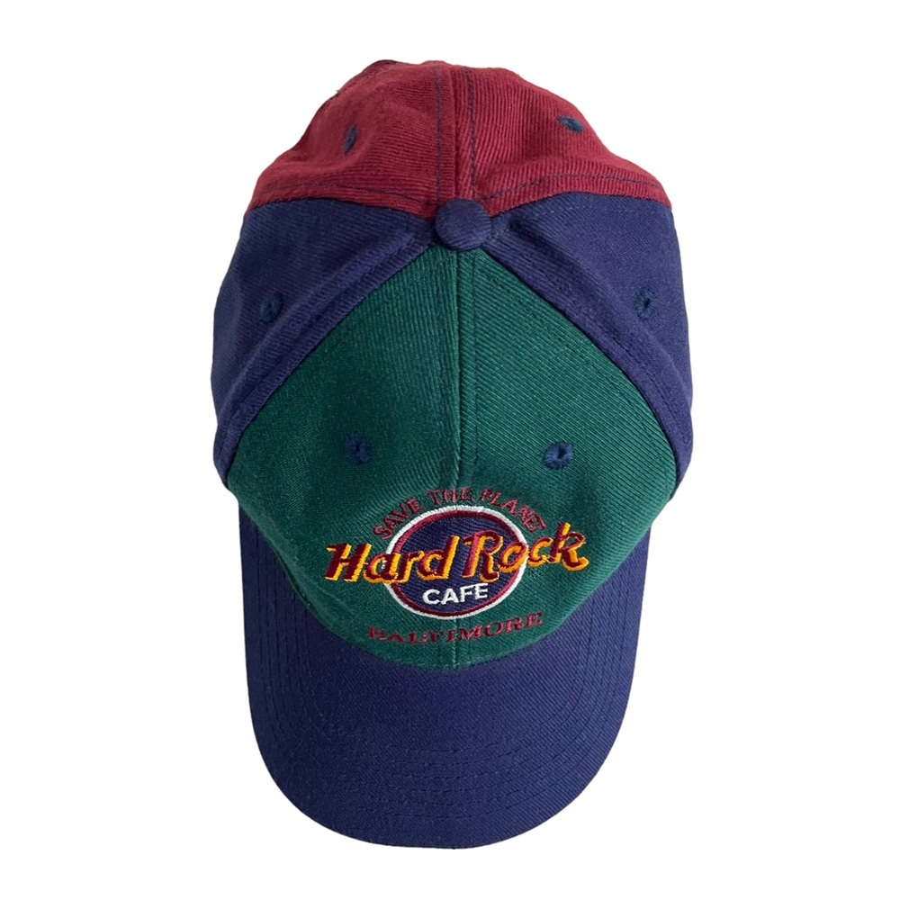 Vintage 90s Hard Rock Cafe Colorblock Dad Hat Baseball Cap